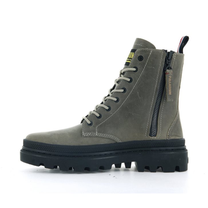 Bottes Palladium Pallatrooper Off-3 Femme Vert Olive | FR EXT512F